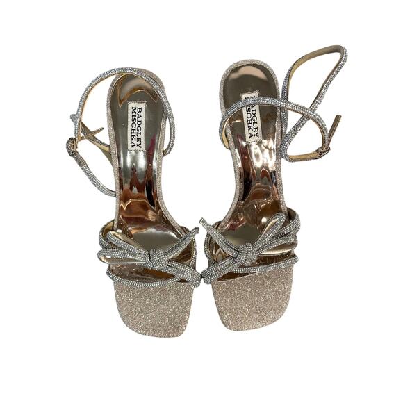 BADGLEY MISHKA Women's Effie Ankle Strap Sandal Size 11 In Champagne - Picture 4 of 10